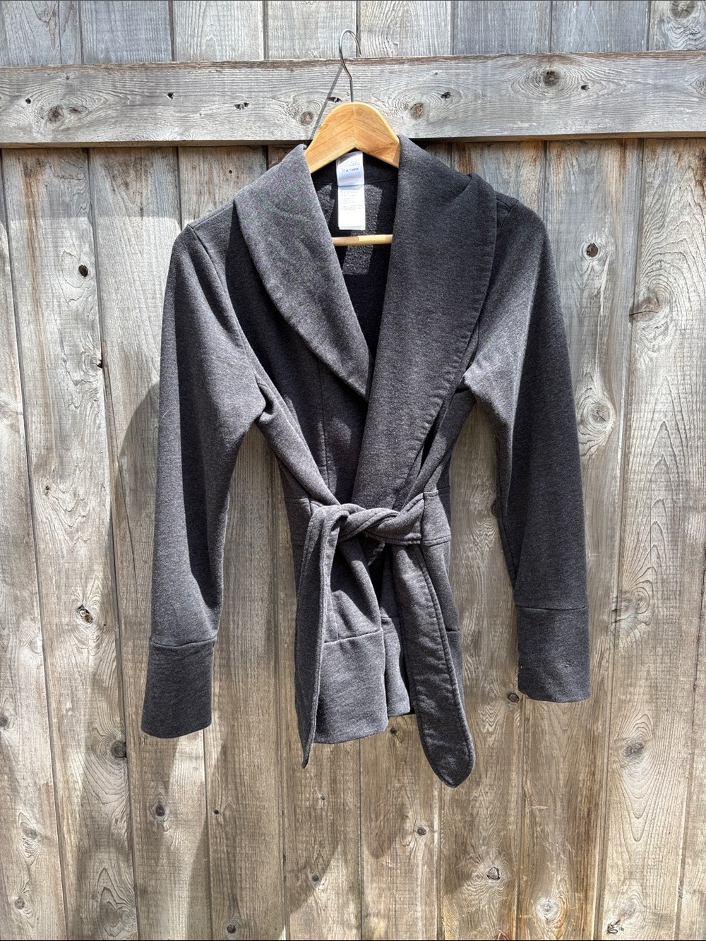 North Face Shawl Collar Belted Jacket - Gray Size Medium